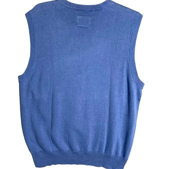 Saddlebred New Sleeveless Sweater Vest Golf Size M Pullover Cotton Blue Argyle - Picture 6 of 11